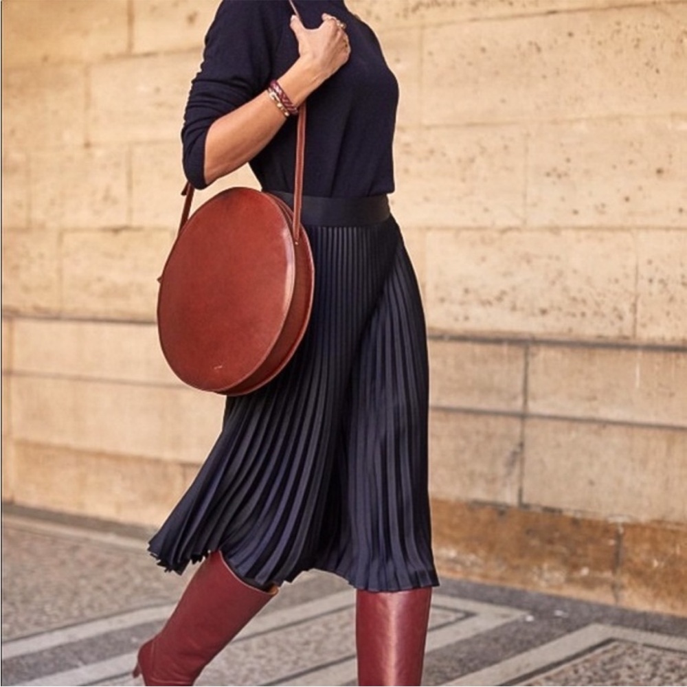 Sezane Large Leather Buckle Nichole Large Bag Purse Smooth Chocolate